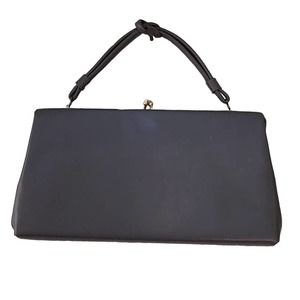 Vintage HL U. S. A. Gray faux leather clutch with knotted detailed handle